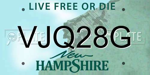 VJQ28G New Hampshire License Plate