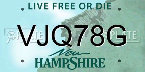 VJQ78G New Hampshire License Plate