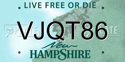 VJQT86 New Hampshire License Plate