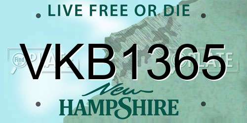 VKB1365 New Hampshire License Plate