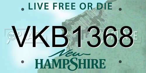 VKB1368 New Hampshire License Plate