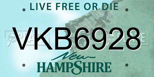 VKB6928 New Hampshire License Plate