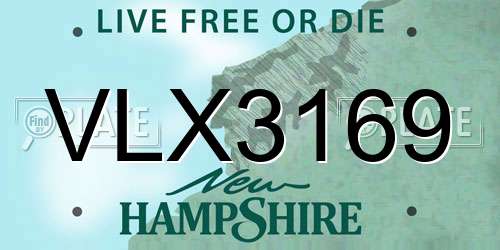 VLX3169 New Hampshire License Plate