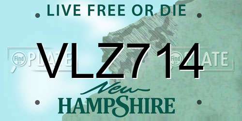 VLZ714 New Hampshire License Plate
