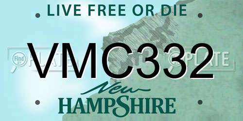 VMC332 New Hampshire License Plate