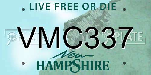VMC337 New Hampshire License Plate