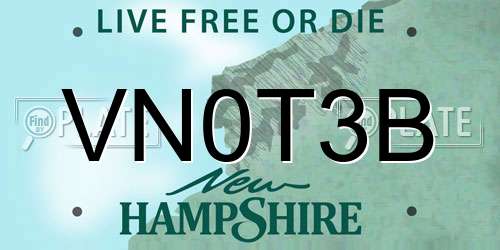 VN0T3B New Hampshire License Plate
