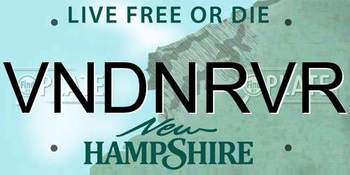 VNDNRVR New Hampshire License Plate