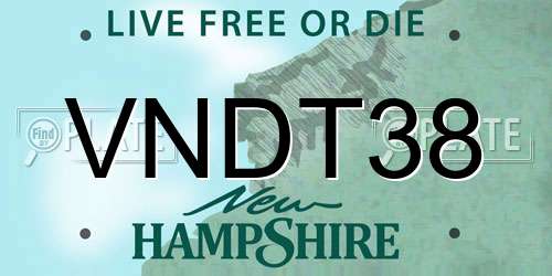 VNDT38 New Hampshire License Plate