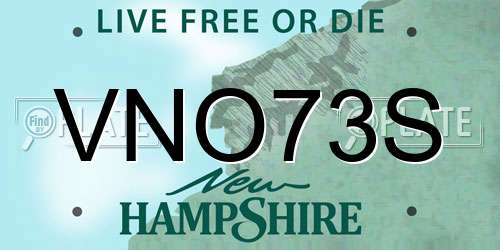VNO73S New Hampshire License Plate