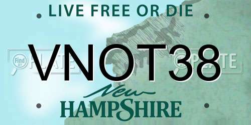 VNOT38 New Hampshire License Plate
