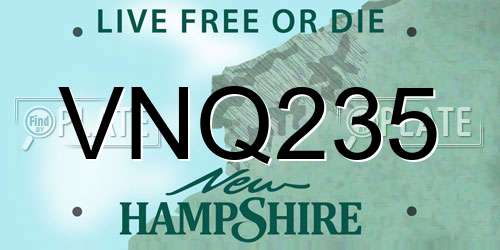 VNQ235 New Hampshire License Plate