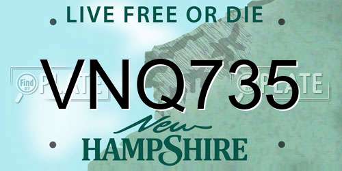 VNQ735 New Hampshire License Plate