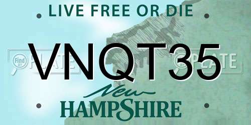 VNQT35 New Hampshire License Plate