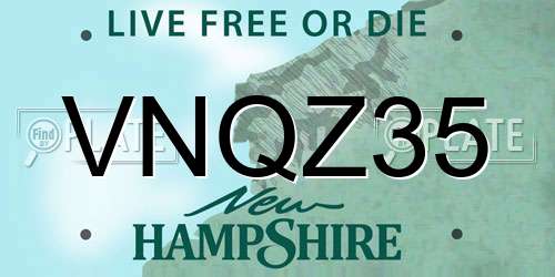 VNQZ35 New Hampshire License Plate