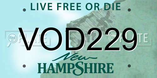 VOD229 New Hampshire License Plate