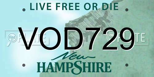 VOD729 New Hampshire License Plate