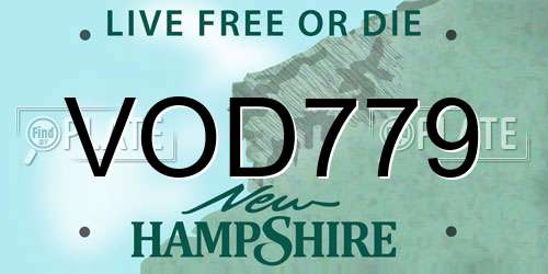 VOD779 New Hampshire License Plate