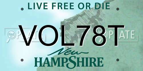 VOL78T New Hampshire License Plate