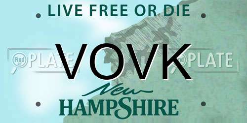 VOVK New Hampshire License Plate