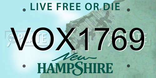 VOX1769 New Hampshire License Plate