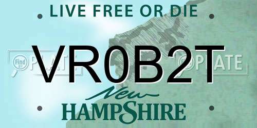VR0B2T New Hampshire License Plate