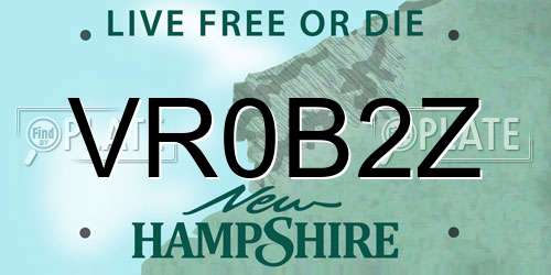 VR0B2Z New Hampshire License Plate