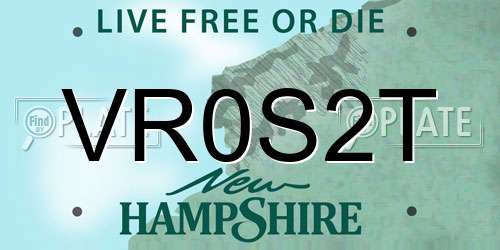 VR0S2T New Hampshire License Plate