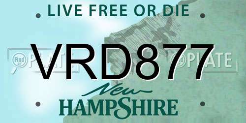 VRD877 New Hampshire License Plate