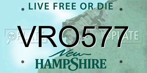 VRO577 New Hampshire License Plate