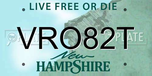 VRO82T New Hampshire License Plate
