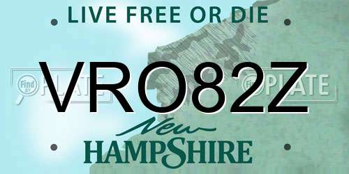 VRO82Z New Hampshire License Plate