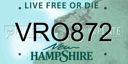 VRO872 New Hampshire License Plate