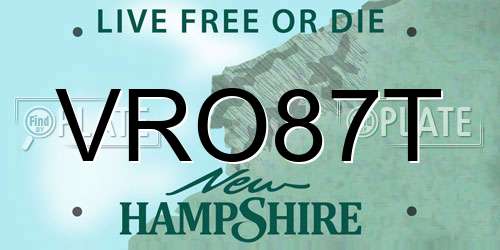VRO87T New Hampshire License Plate