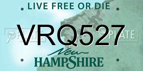 VRQ527 New Hampshire License Plate