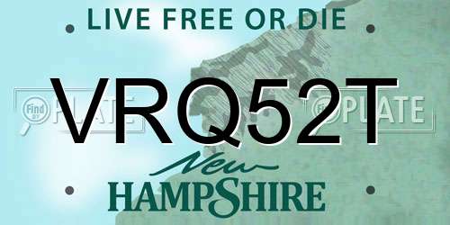 VRQ52T New Hampshire License Plate