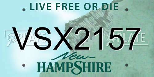 VSX2157 New Hampshire License Plate