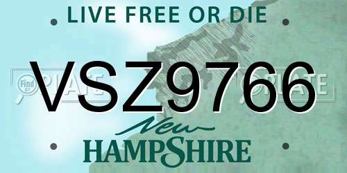 VSZ9766 New Hampshire License Plate