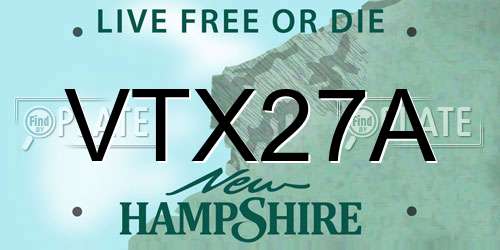 VTX27A New Hampshire License Plate