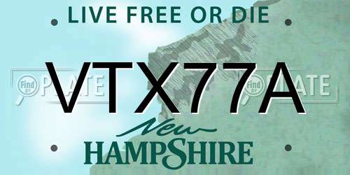 VTX77A New Hampshire License Plate