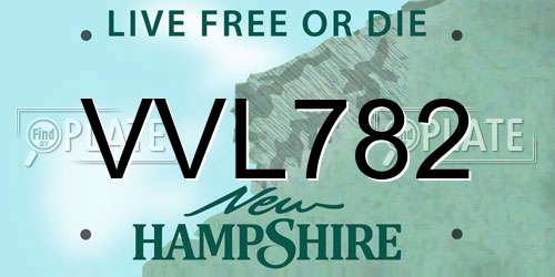 VVL782 New Hampshire License Plate