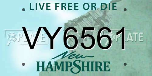 VY6561 New Hampshire License Plate