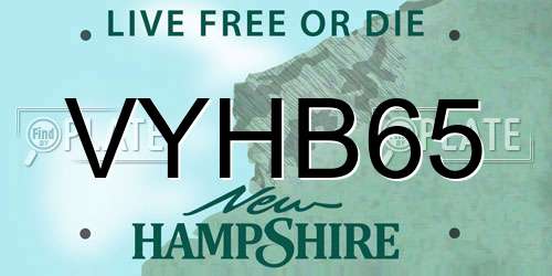 VYHB65 New Hampshire License Plate