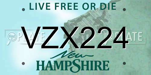 VZX224 New Hampshire License Plate