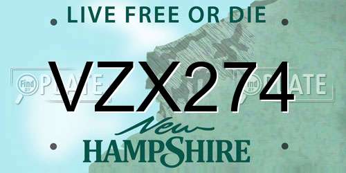 VZX274 New Hampshire License Plate