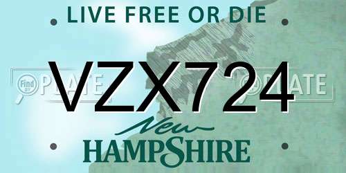 VZX724 New Hampshire License Plate