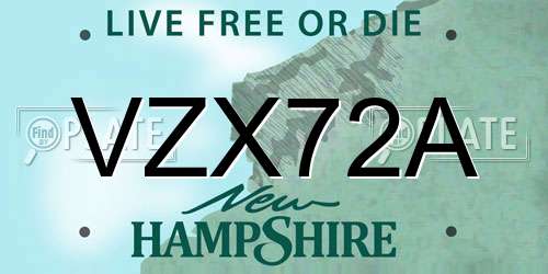 VZX72A New Hampshire License Plate