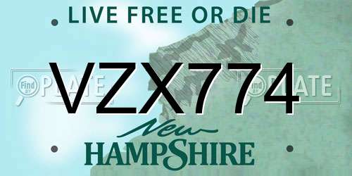 VZX774 New Hampshire License Plate