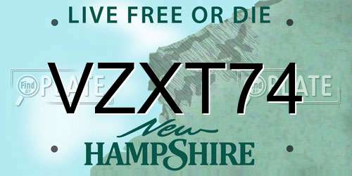 VZXT74 New Hampshire License Plate
