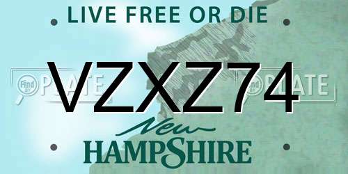 VZXZ74 New Hampshire License Plate